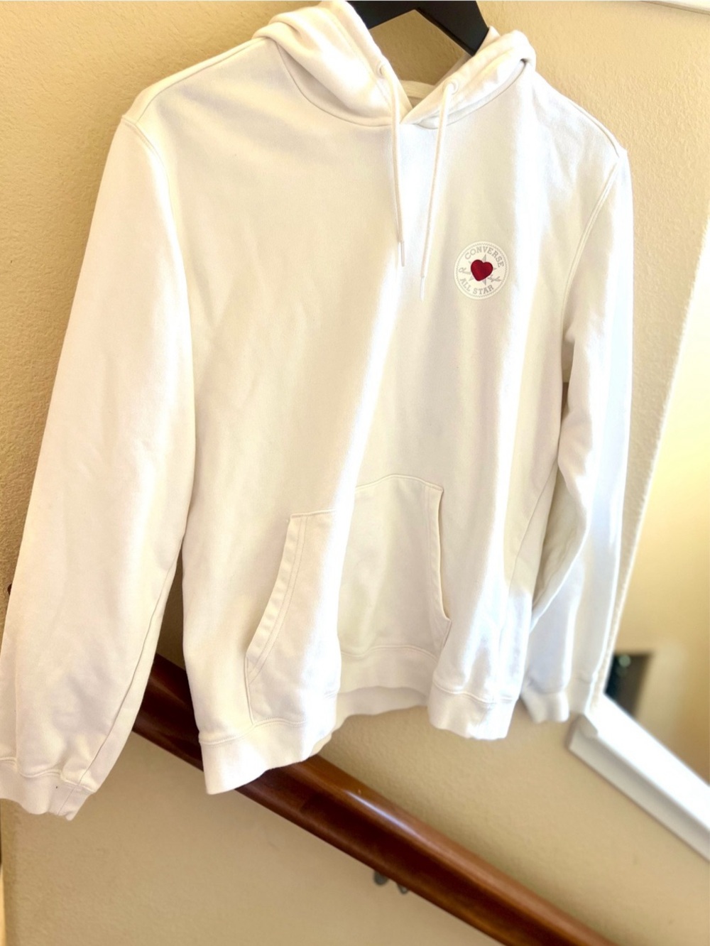 Converse Ivory All Star Hoodie Pullover Heart Logo Cozy Y2K Coquette Size Large